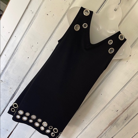 INC Black top (or dress) with Silver Grommets - Picture 6 of 10